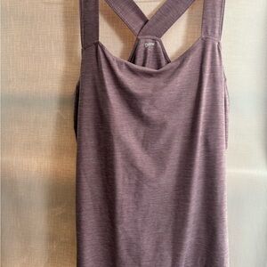 Duluth Trading Co Heathered Purple Lavender Workout Tank Top Built-in Shelf Bra